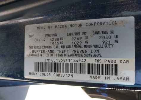 2015 Mazda Mazda6 I Touring z USA, uszkodzony, nr VIN JM1GJ1V58F1184242